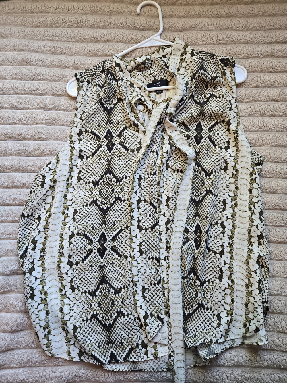 J. Crew Snake Print Sleeveless Blouse - Cream & Olive